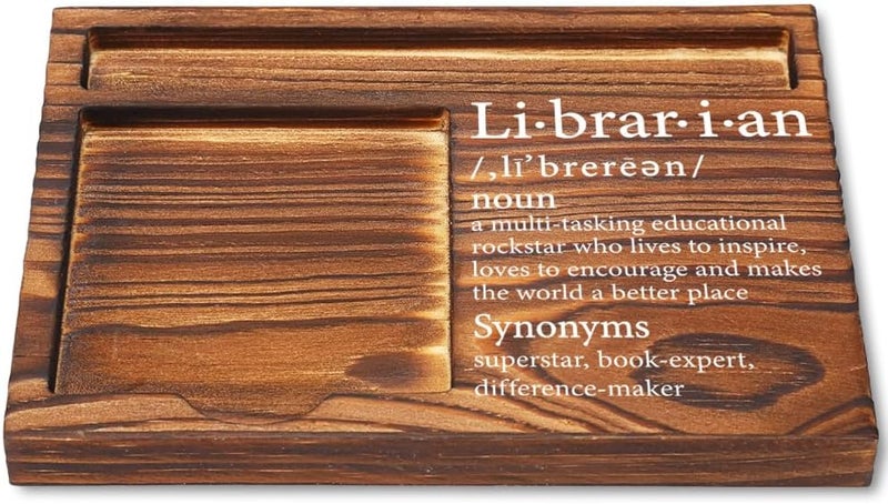 CWGOTC Librarian Gifts, Wooden Sticky Note Pad Holder Desk Organizer, Appreciation Gift for Library Staff, Birthday, Christmas, Graduation or End of Year Thank You Gifts for Book Lovers YCB51 - Image 1